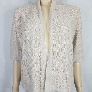 NWT Eileen Fisher bone ivory Silk Linen blend open front cardigan ladies XL